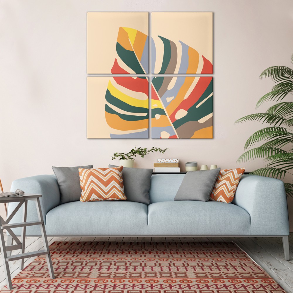 

Модульная картина из четырех частей Color Leaf 103x103 см