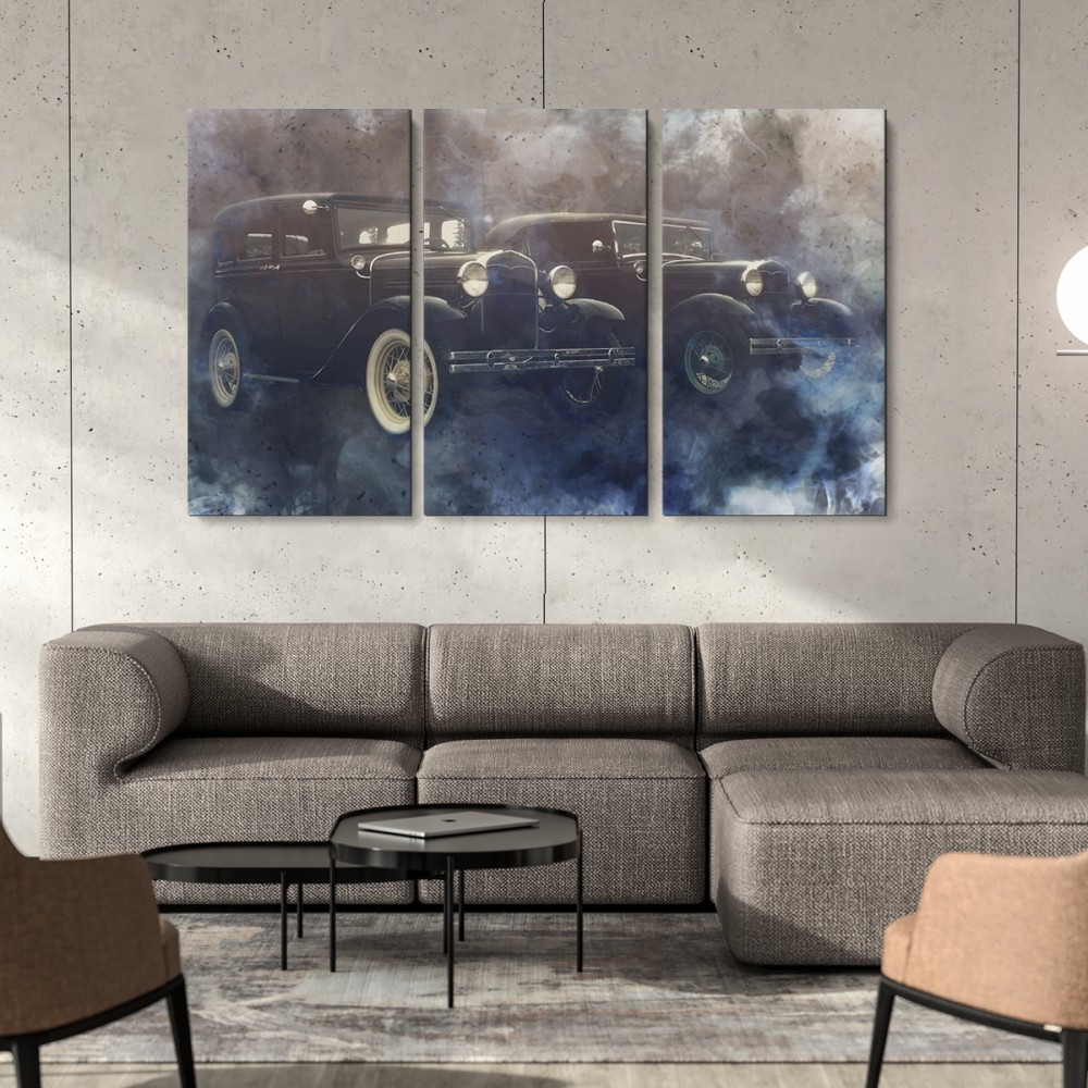 

Модульная картина из трех частей Ретро машины 96x60 см