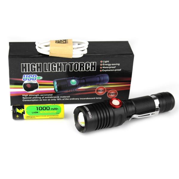 

Фонарь WD485 T6 18650 micro usb 1 режим