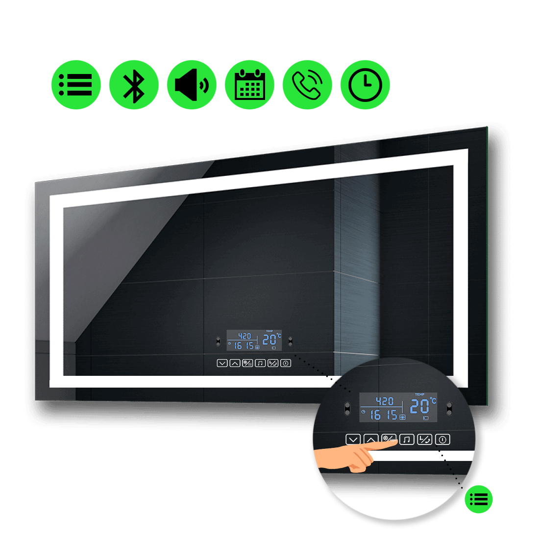 

Зеркало Karnet с Led-подсветкой, и мультиблоком 90x80 см