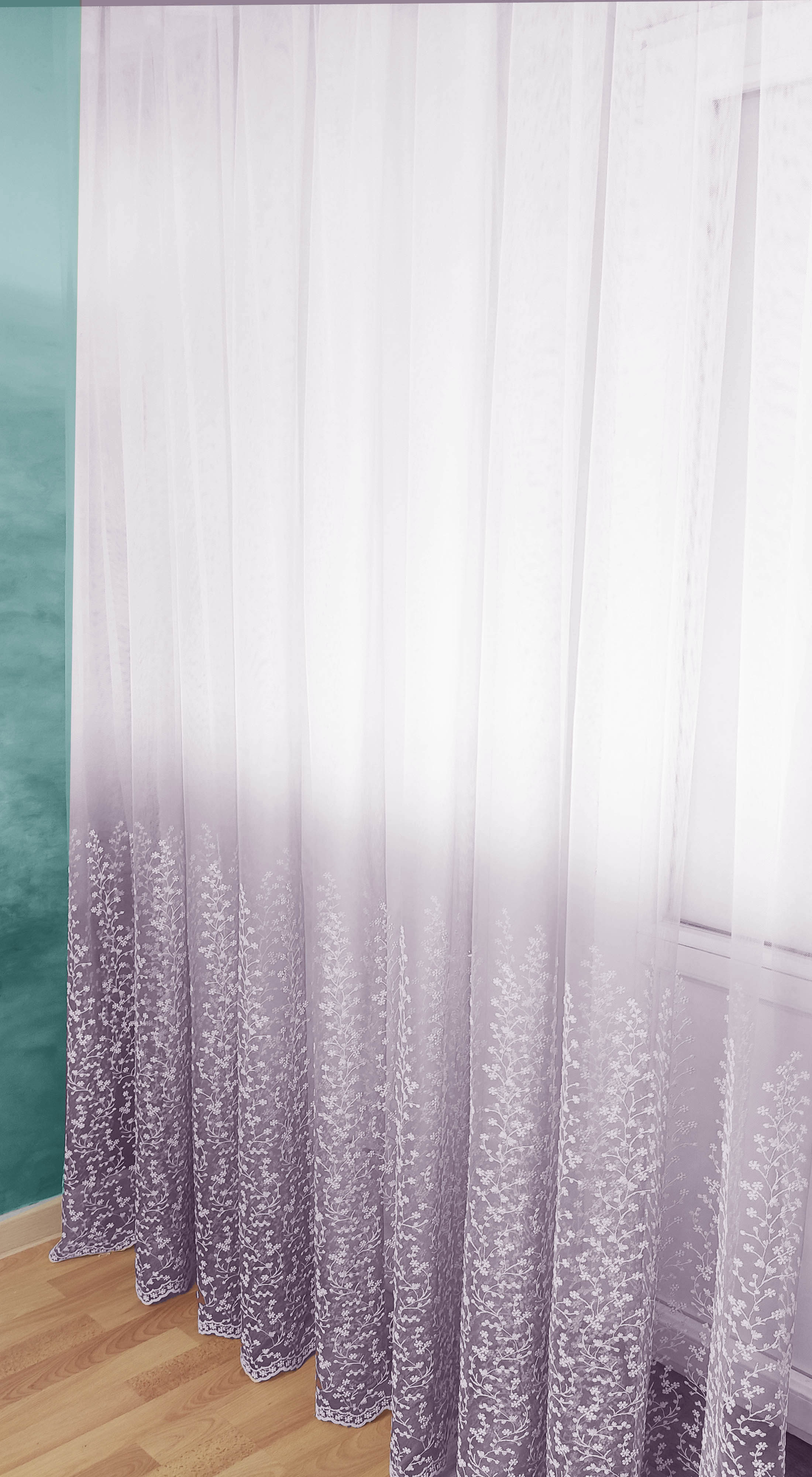 

Тюль на грек-сетке Декор-Ин Флора Градиент 300х250 Сиреневая