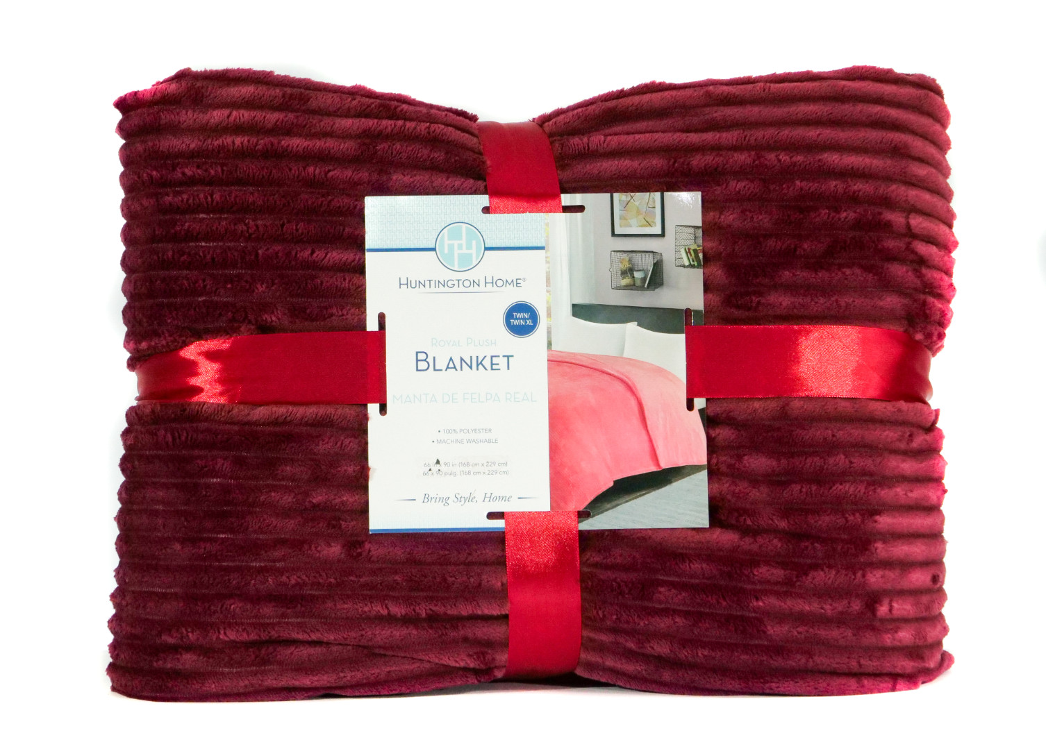 

Плед плюшевый Huntington Home Plush Blanket Королевский бархат 200 x 230 Bordo полоска
