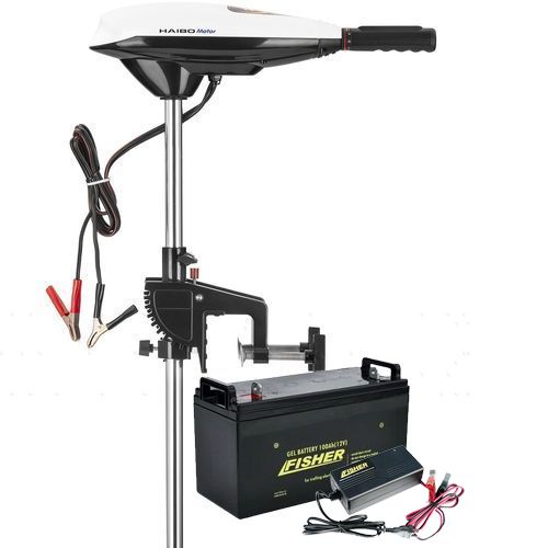 

Электромотор для лодки Haibo ET-44lbs; 12V; GEL аккумулятор 12V; 90a/h. Зарядка 10A. Лодочный электромотор Хайбо 44;