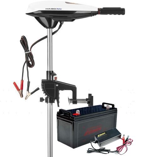 

Электромотор для лодки Haibo ET-44lbs; 12V; AGM аккумулятор 12V; 90a/h. Зарядка 10A. Лодочный электромотор Хайбо 44;