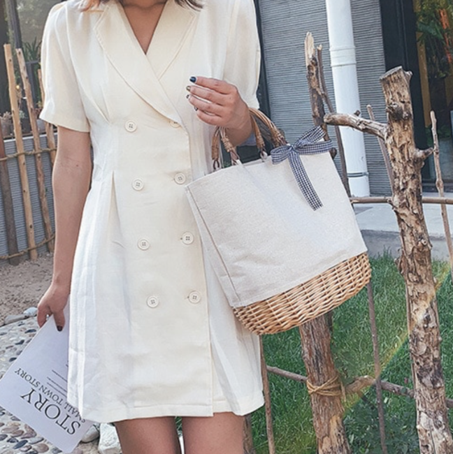 

Плетеная сумка с деревянными ручками Фернанд Ellacey L бежевая