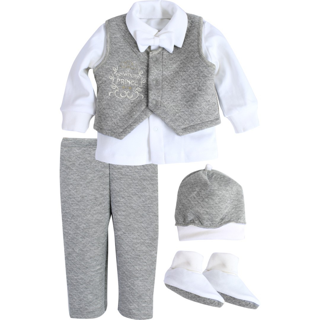 

Костюм для мальчика Newborn Prince 62-80 белый с серым