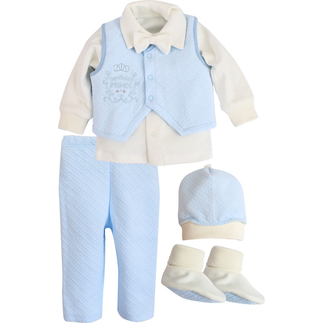 

Костюм для малыша Newborn Prince 62-80 молочный с голубым