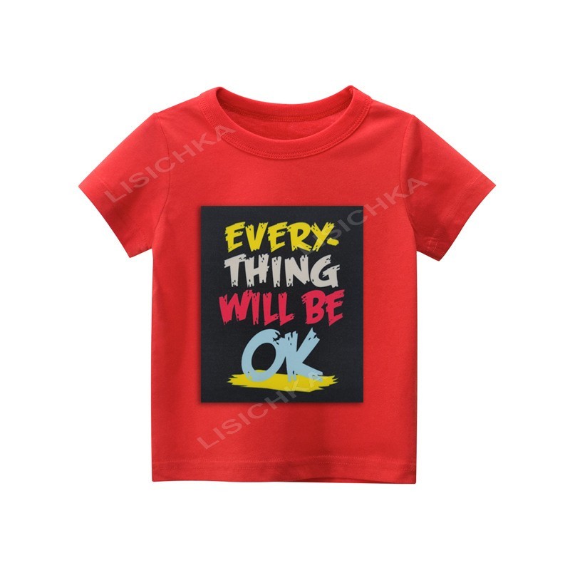 

Футболка Foxstyle с надписью Everything will be ok, 134-140см, красная
