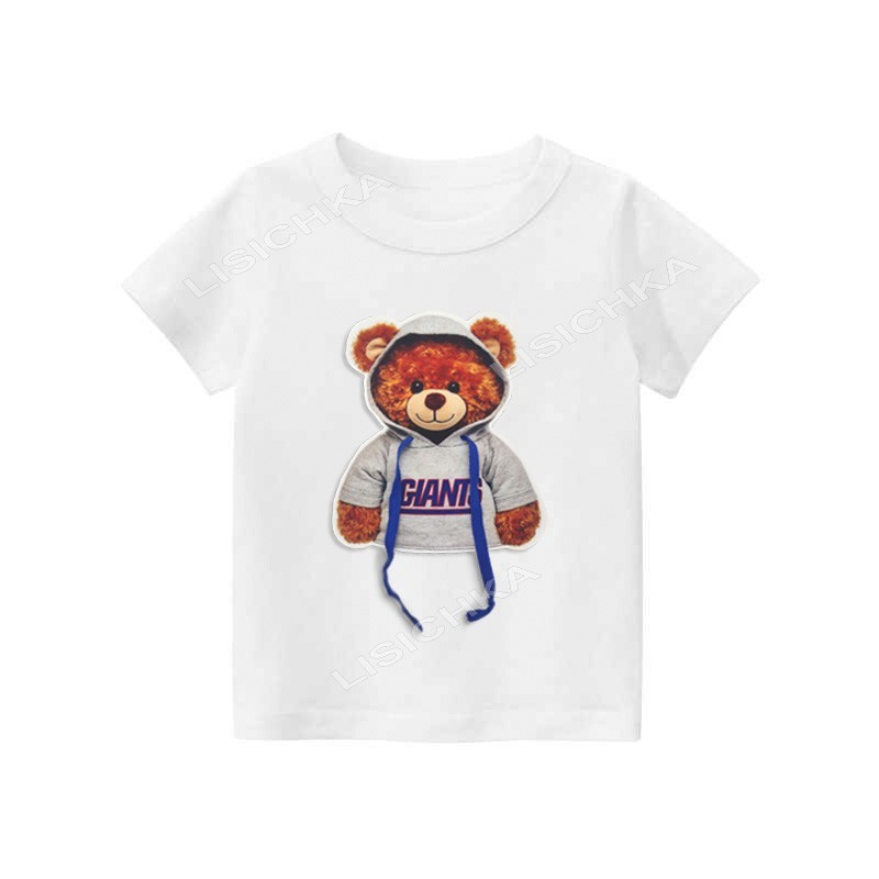 

Футболка Foxstyle Мишка в капюшоне, 110-116см, белая