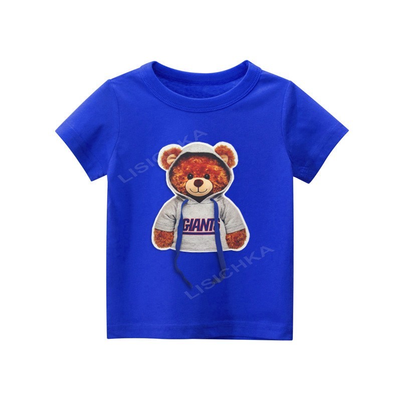 

Футболка Foxstyle Мишка в капюшоне, 122-128см, ярко-синяя