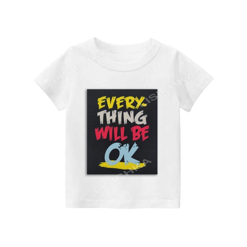 

Футболка Foxstyle с надписью Everything will be ok, 122-128см, белая