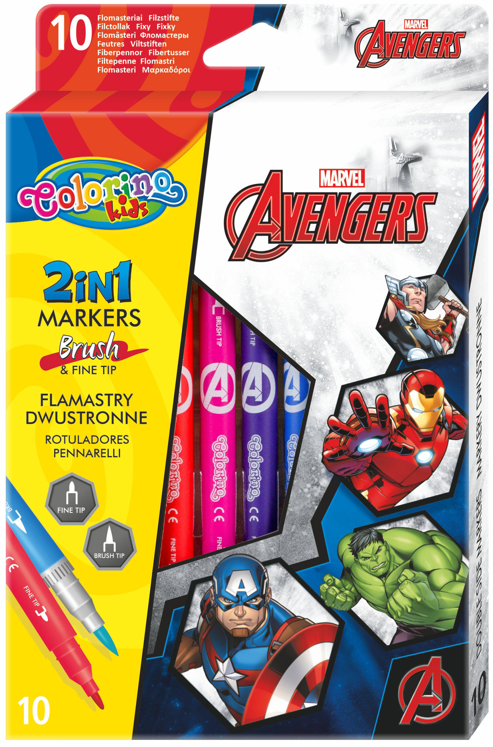 

Фломастеры цветные двухсторонние Colorino Avengers 10 цветов 10 шт (91444PTR)