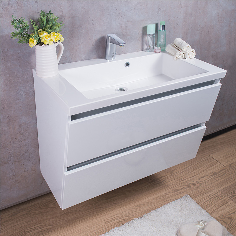 

Тумба Fancy Marble Cyprus подвесная серая с умывальником Peggy 85 см