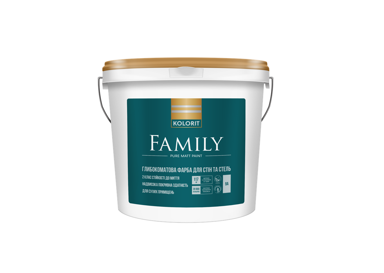 

Белая матовая краска для потолка Kolorit Family 0.9 л Белая