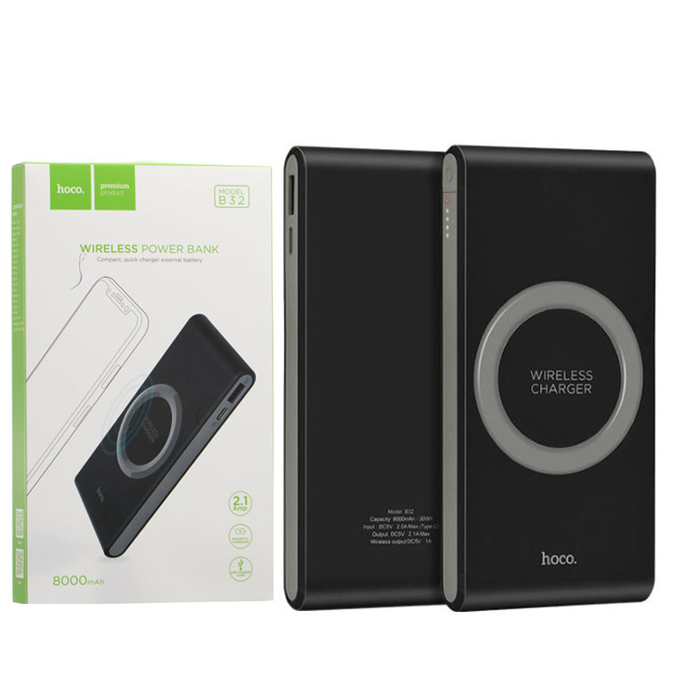 

Power Bank Hoco B32 Energetic Wireless Charging 8000 mAh Original черный