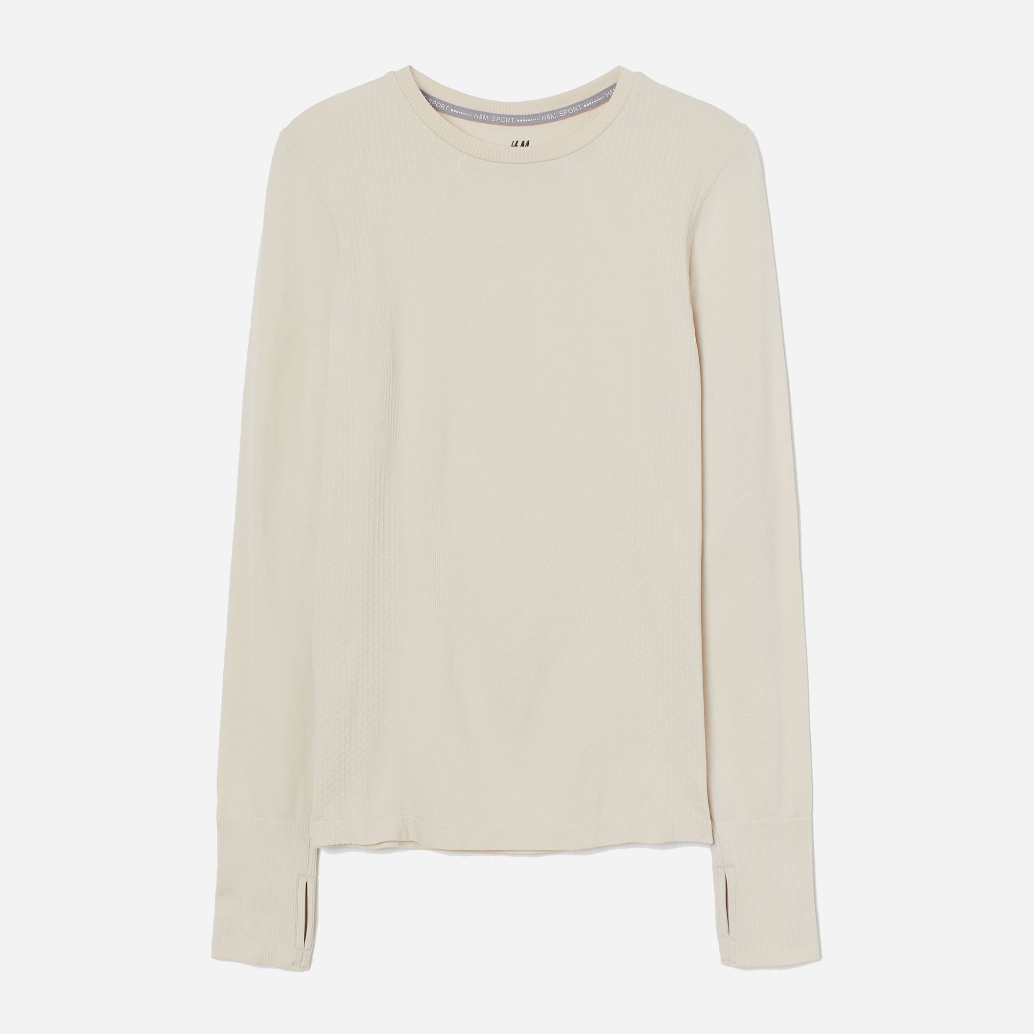 

Лонгслив H&M Sport 7409273sdm S Светло-бежевый