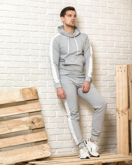 

Спортивный костюм с лампасами мужской Серый, Худи + спортивные брюки Top Top XL