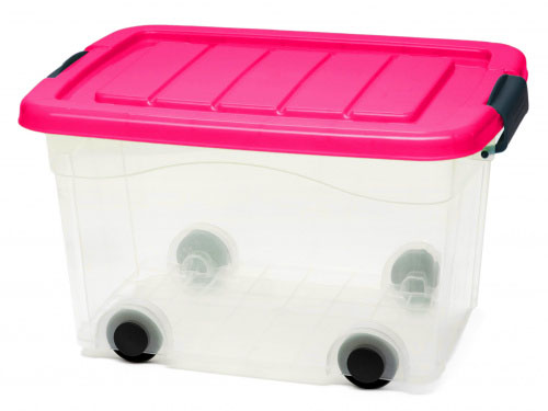 

Контейнер 100 л для хранения с крышкой на колесах ROLLER BOX малиновый KON-PLAST