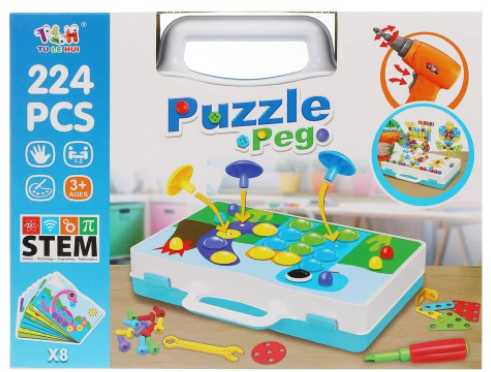 

Развивающий конструктор на 224 детали Tu Le Hui “Puzzle Peg” чемодан TLH-29