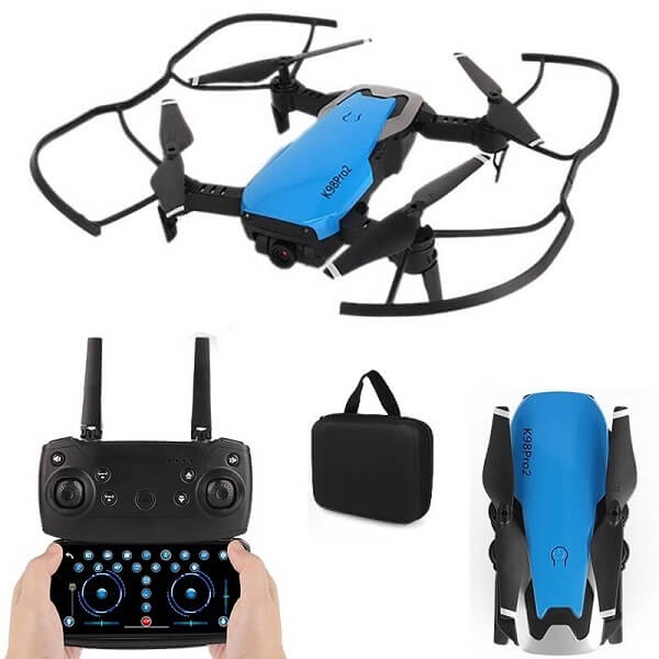

Квадрокоптер RC K98 Pro 2 Blue – дрон з 4K і HD камерами, FPV, оптичне позиціонування, до 13 хв + кейс (k437)