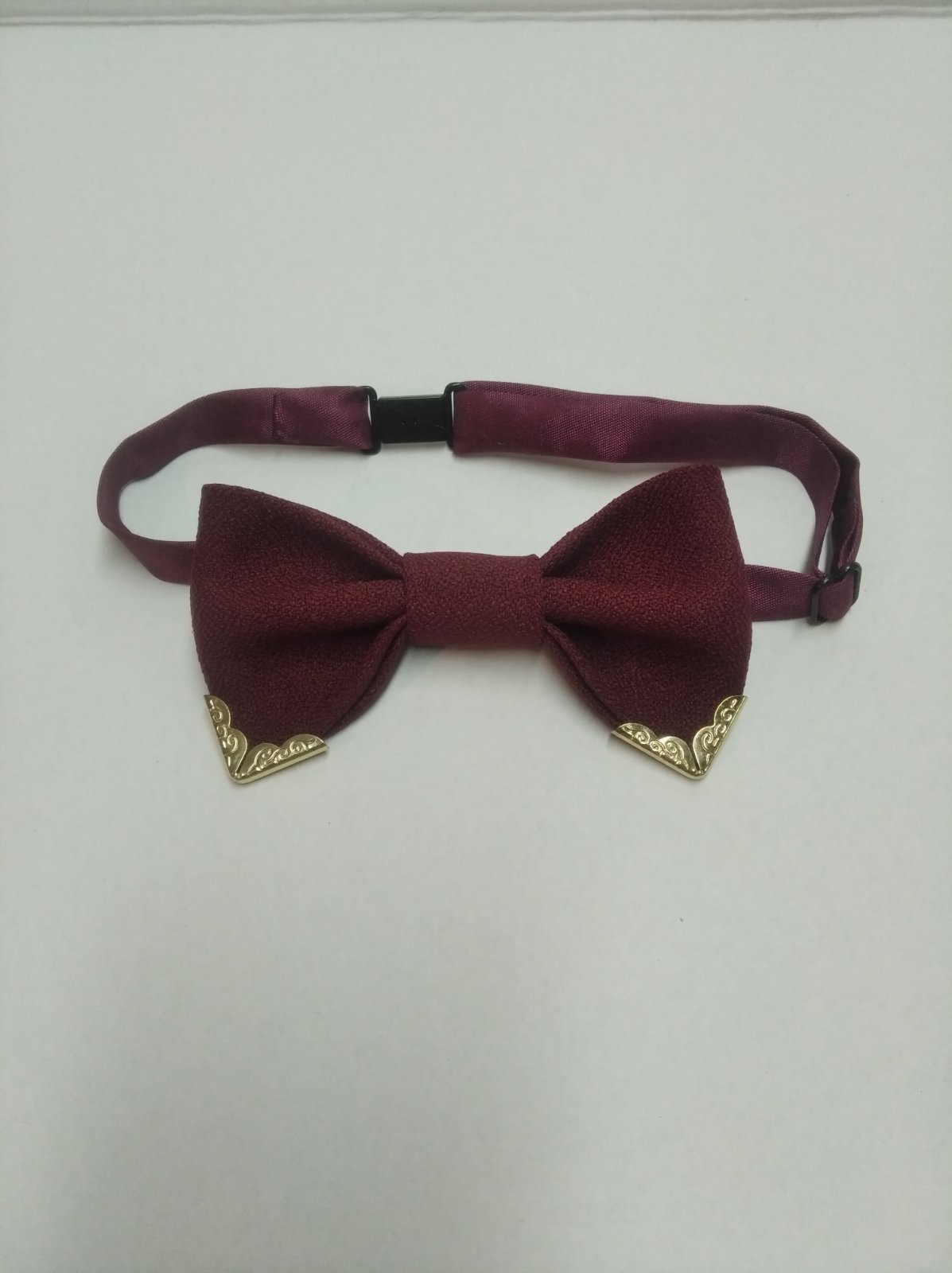 

Краватка метелик Styduo dekory Бордовий однотонний з металевими кутами (4745)
