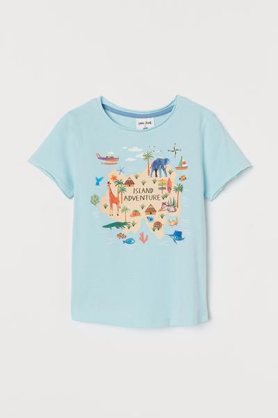 

Футболка с рисунком H&M 98/104 (110/56) Светло-бирюзовый/Карта