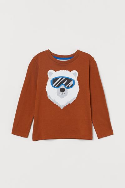 

Лонгслив с принтом H&M 110/116 (120/60) Коричневый/Белый медведь