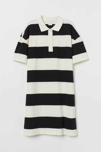 

Платье из хлопкового пике H&M S (165/88А) Белый/Черная полоска