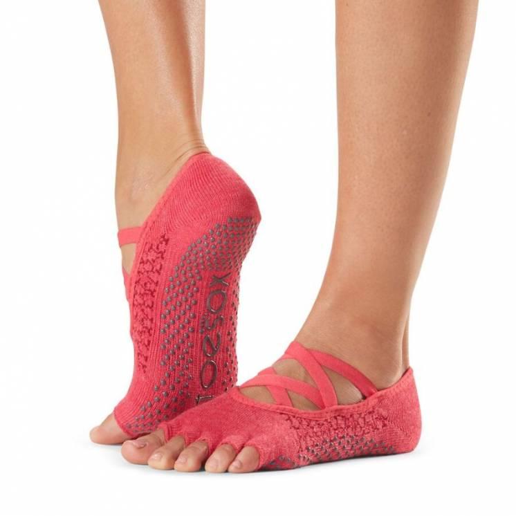 

Женские носки для йоги Toesox Half Toe Elle Grip Socks с открытыми пальцами S (-) Красные, Женские носки для йоги Toesox Half Toe Elle Grip Socks с открытыми пальцами S (36-38) Красные