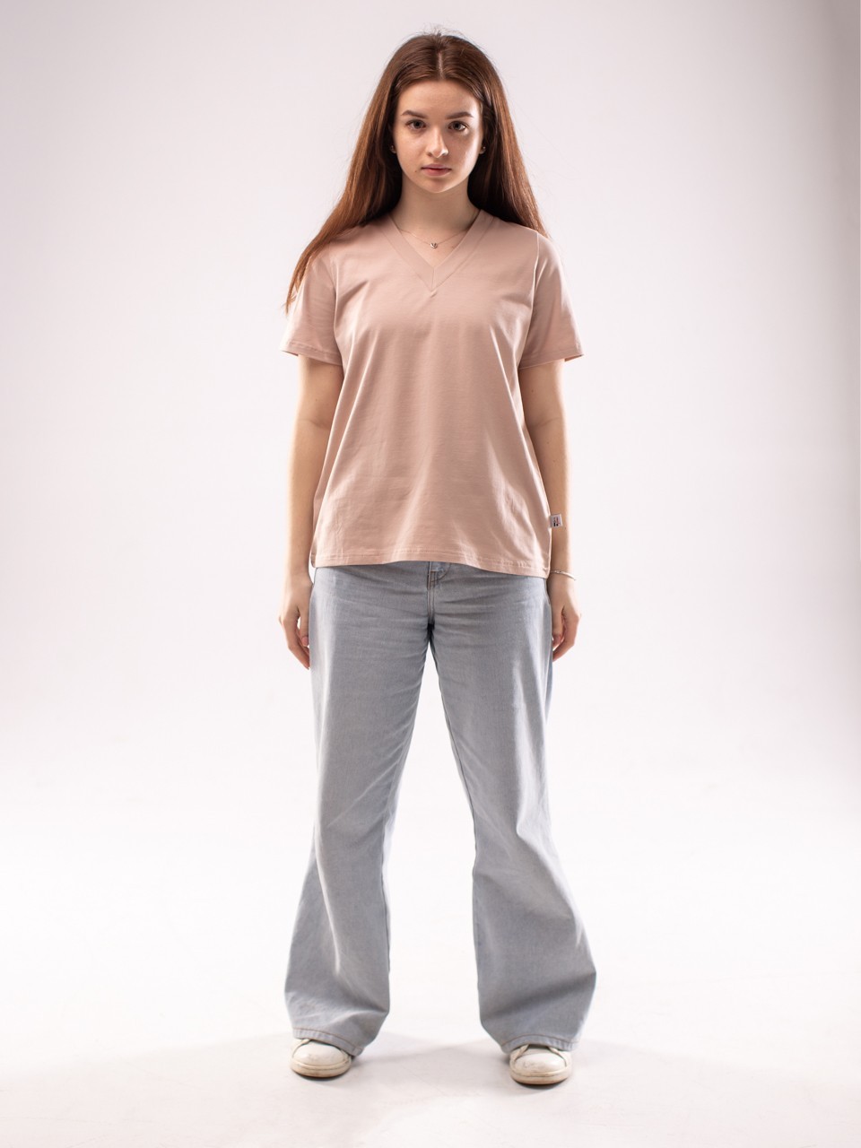

Футболка Oversize V виріз  бежевая, Футболка Oversize V виріз S бежевая