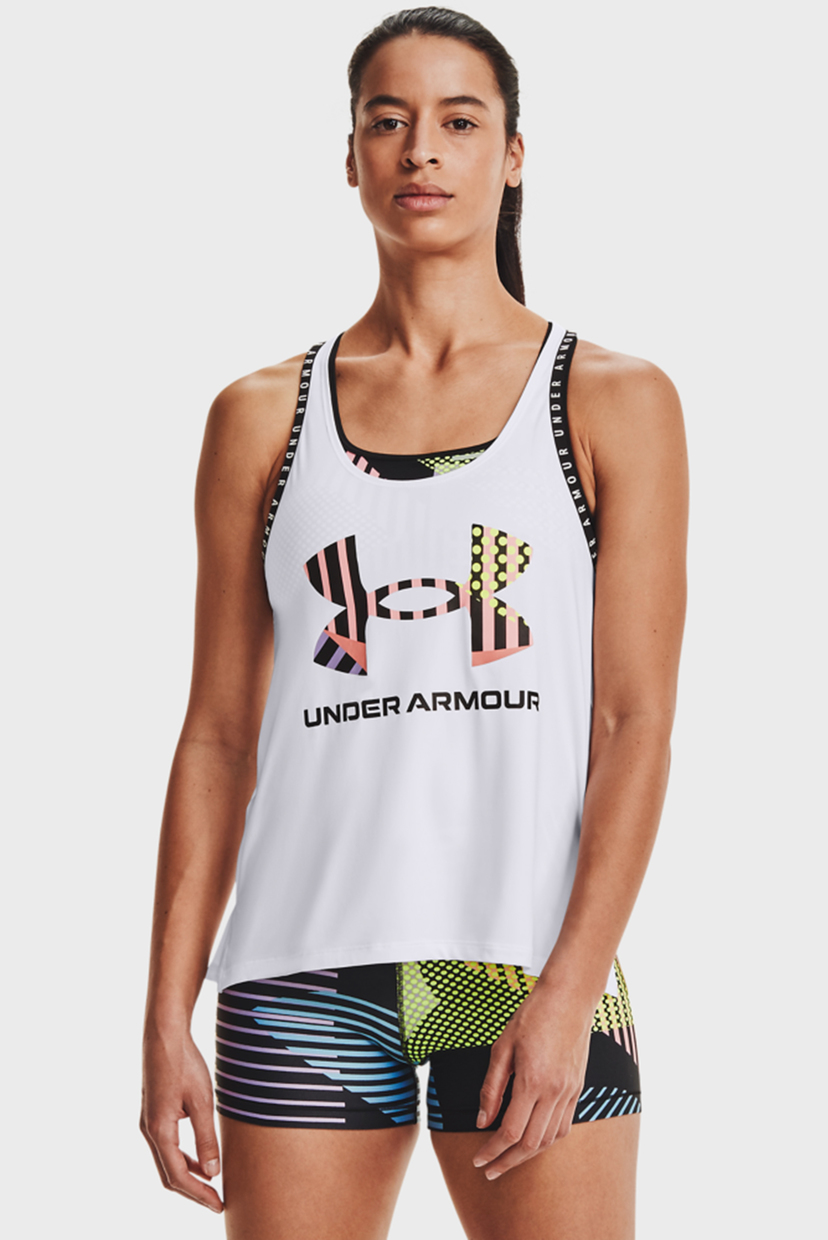 

Женская белая майка UA Geo Knockout Tank Under Armour  1363251-100, Женская белая майка UA Geo Knockout Tank Under Armour XS 1363251-100