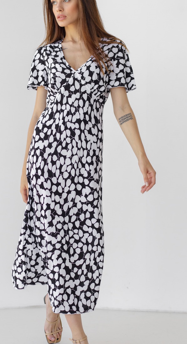 

Платье деми Wear me летнее длинное женское с цветочным принтом  Чёрный 1w/19/29F, Платье деми Wear me летнее длинное женское с цветочным принтом XL Чёрный 1w/19/29F