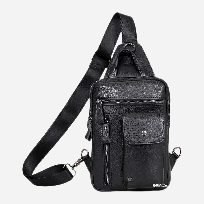 

Мужская сумка-слинг кожаная Tiding Bag 4006A Черная