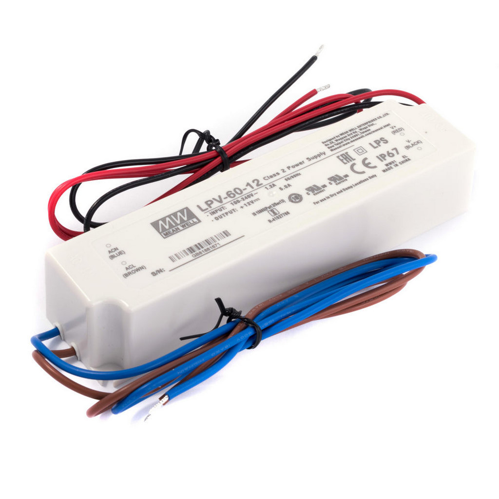 

Блок питания Mean Well LPV-60-12 защита IP67 (art.239585)