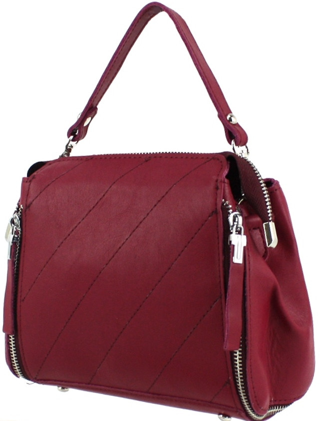 

Женская кожаная сумка Borsacomoda 11х22х20 см Бордовый 000159314