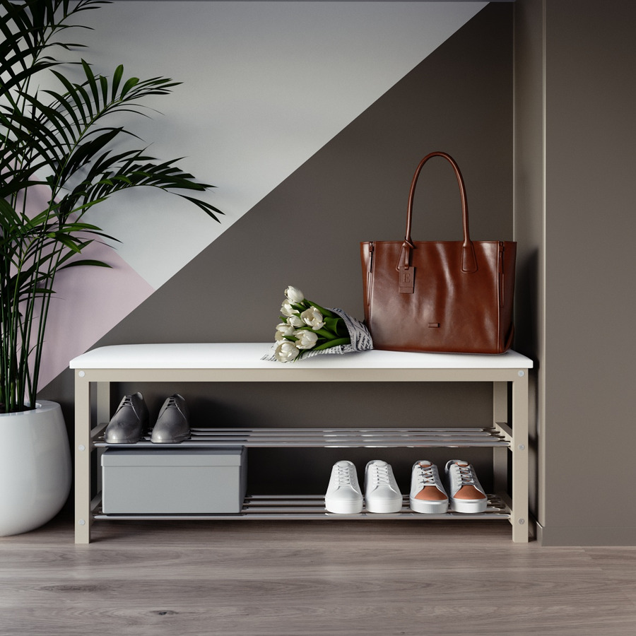 

Банкетка деревянная Fenster NVD-13 Капучино Экокожа Белая