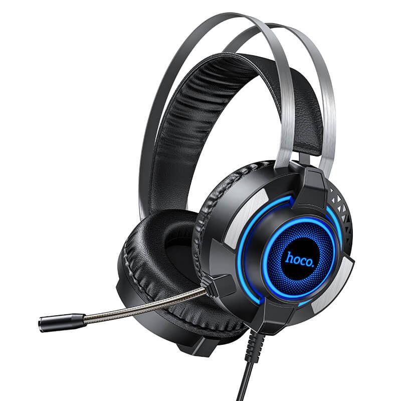 

Игровые наушники НОСО Gaming Headphones Hi-Res ESD06 с микрофоном и LED RGB подсветкой проводные Black (ESD06)