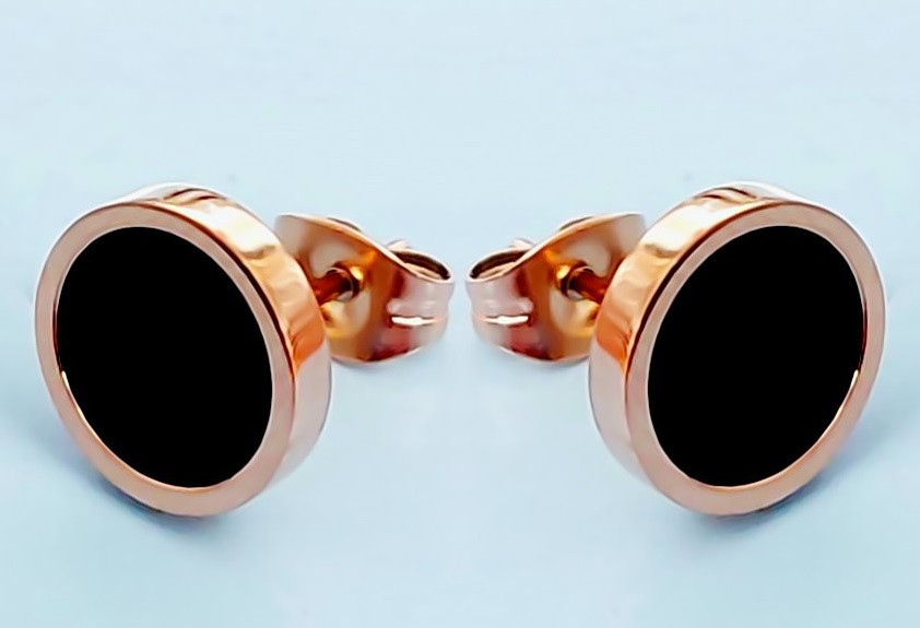 

Серьги-гвоздики круглые с чернми вставками 10 мм позолота РО хст092 Stainless Steel