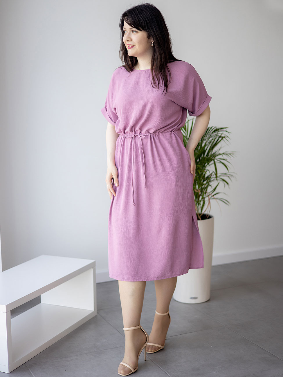 

Фактурное платье size+ на кулиске Сиреневый 3 XL Vikamoda 3266