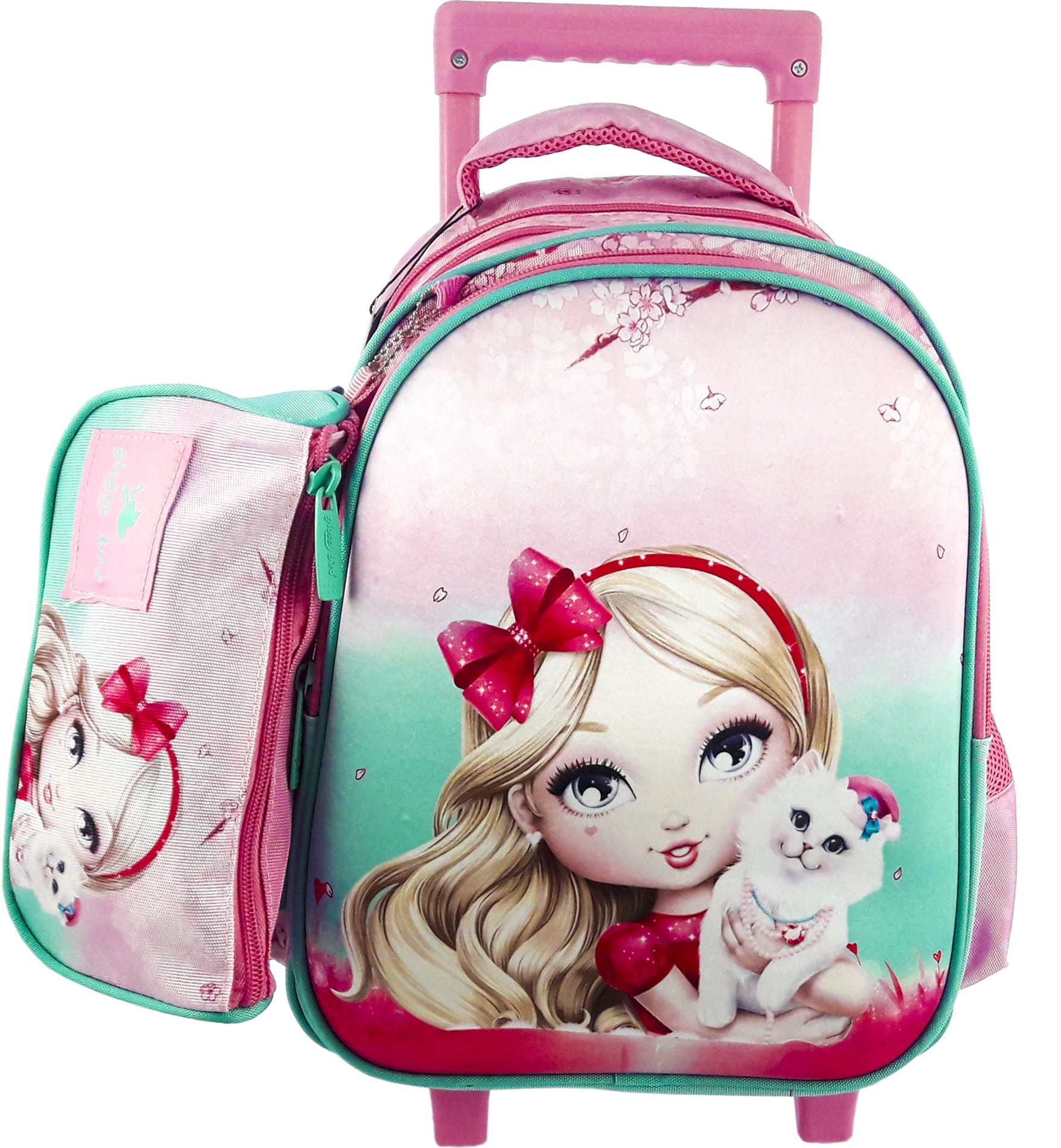 

Рюкзак на колесах с пеналом VGR 832 г 35x24x17 см 14.3 л Девочка с котиком розовый (Я20110_GB2338T)