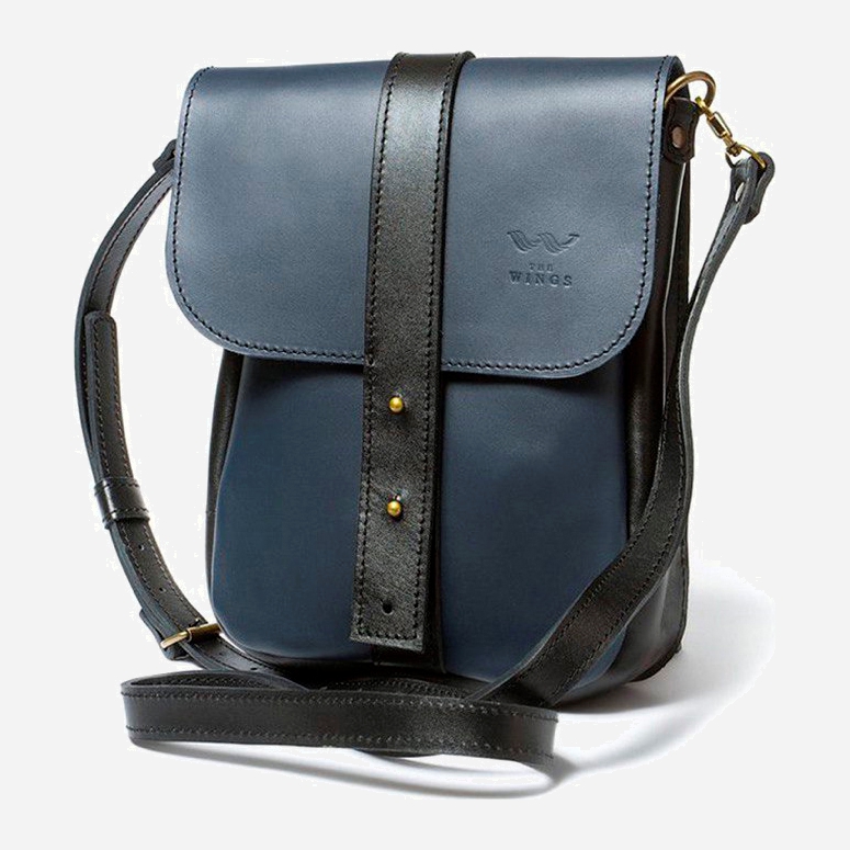 

Мужская сумка кожаная The Wings Mini Bag TW-Mini-bag-blue-black-ksr Сине-черная