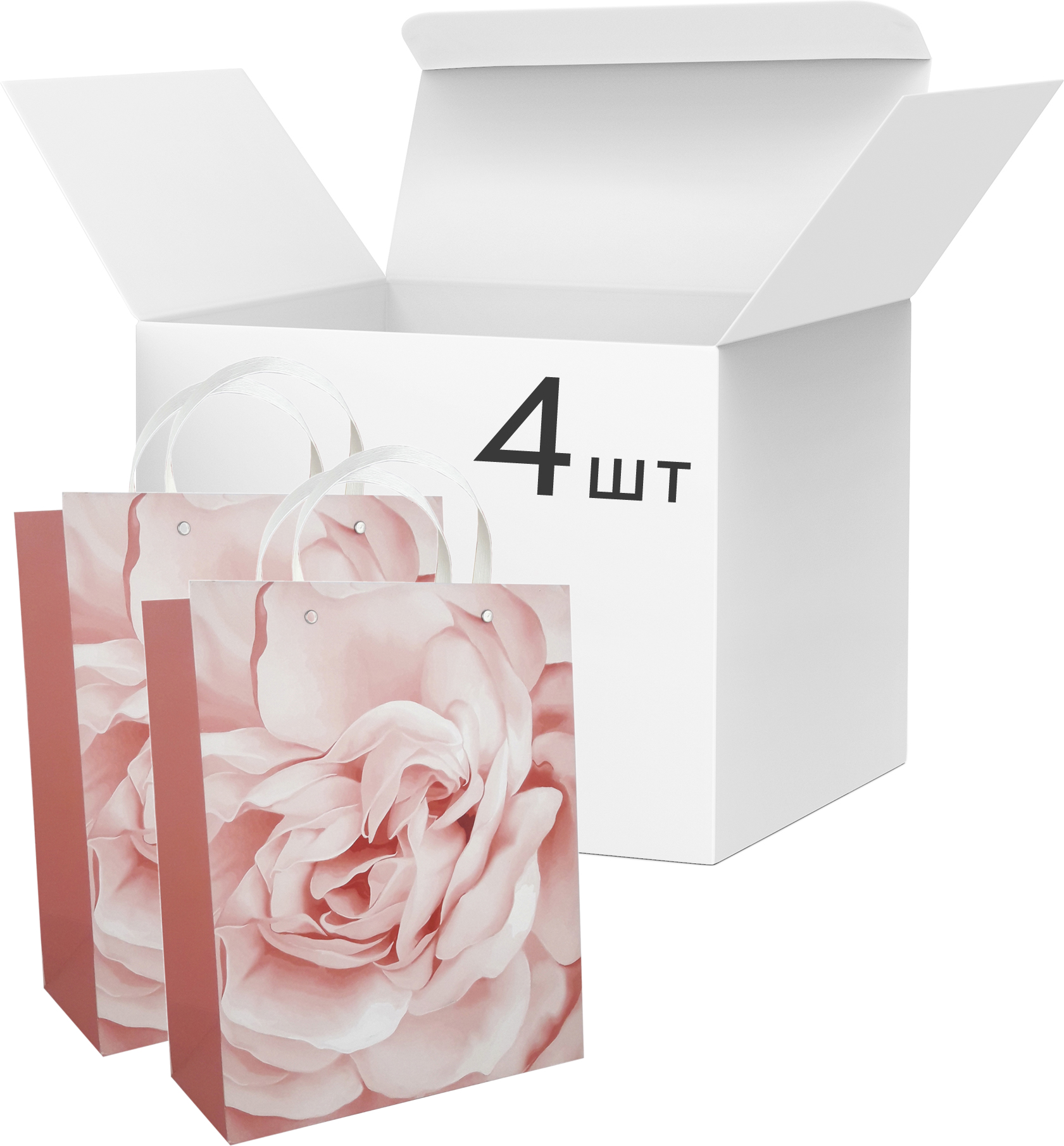 

Набор пакетов подарочных Angel Gifts 400х300х120 мм Роза светло-розовая 4 шт (Я45952_AG91367_4)