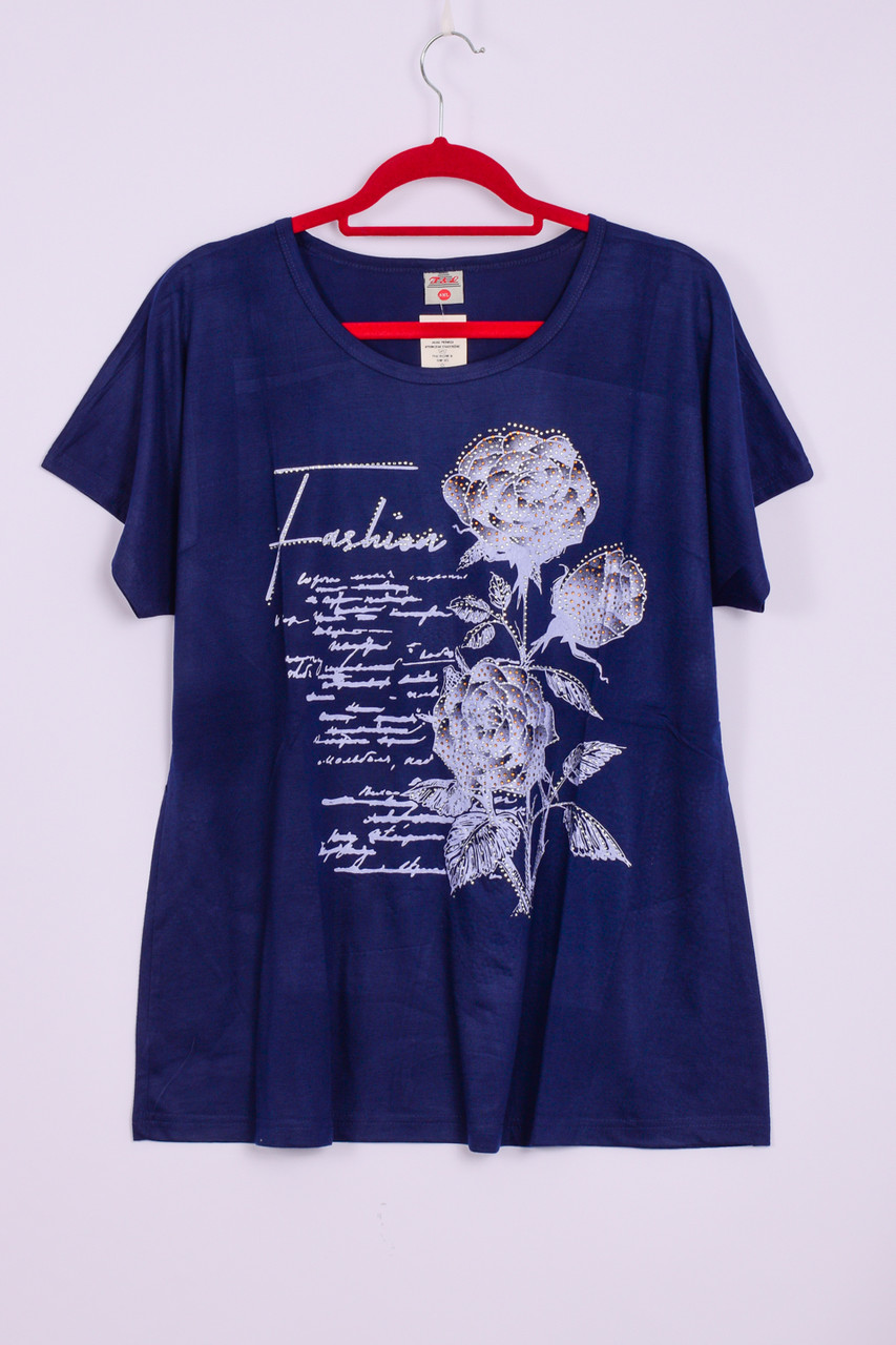 

Футболка женская со стразами большого размера Collection A56-5 6XL. Размер 62-64