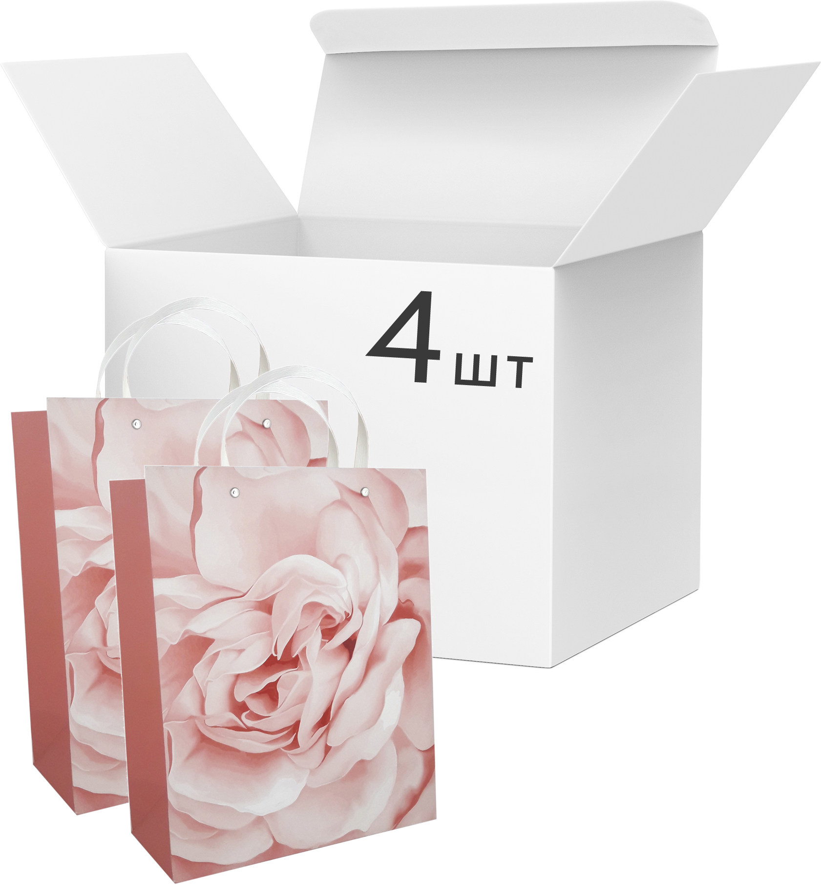 

Набор пакетов подарочных Angel Gifts 320х260х120 мм Роза светло-розовая 4 шт (Я45947_AG91366_4)