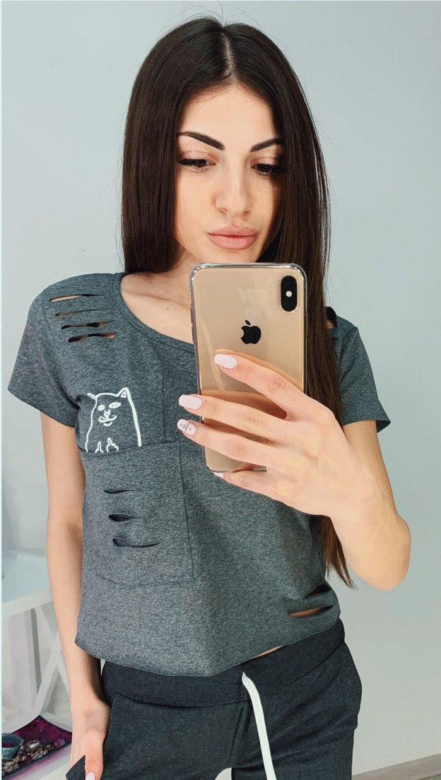 

Fashions • Короткая футболка Meow Fashions  графит (0567-1тк, Fashions • Короткая футболка Meow Fashions 46 графит (0567-1тк)