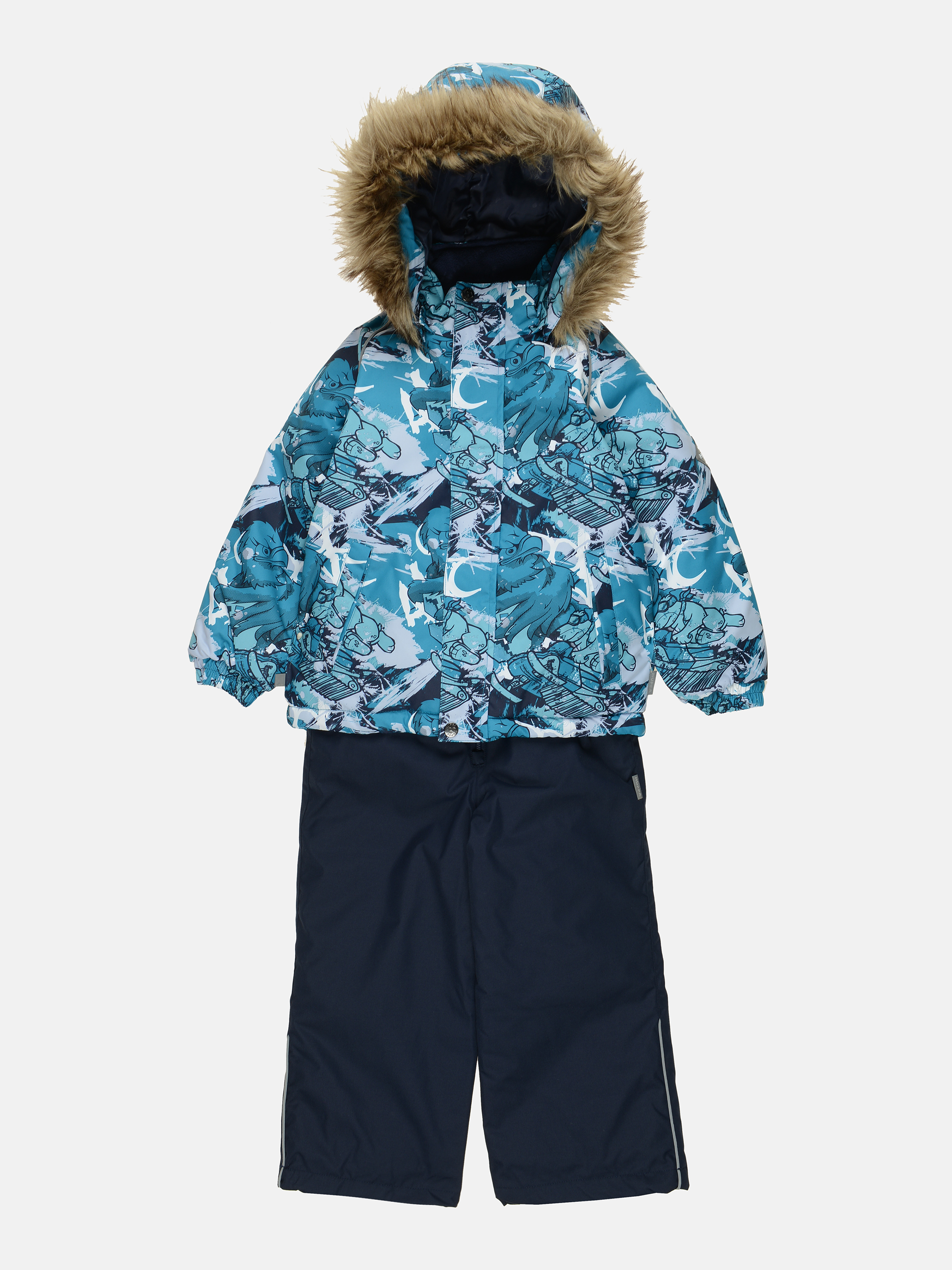 

Зимний комплект (куртка + полукомбинезон) Huppa Winter 41480030-02566 110 см Бирюзово-зеленый с принтом/Темно-синий