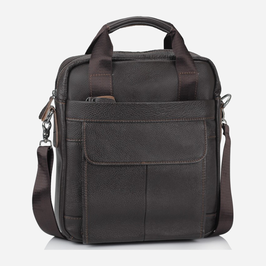 

Мужская сумка-мессенджер кожаная Tiding Bag A25-8861DB Темно-коричневая