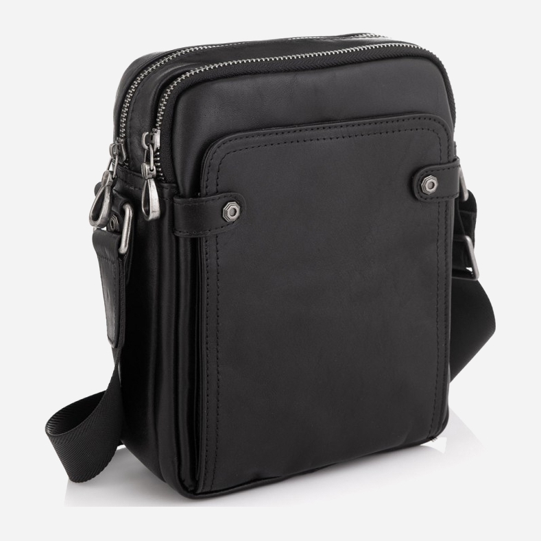 

Мужская сумка-мессенджер кожаная Tiding Bag 8913A Черная