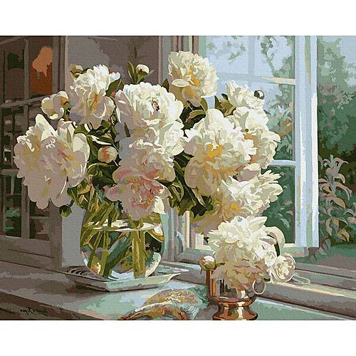 

Картина по номерам "Пионы на подоконнике" Rainbow Art (GX38402)
