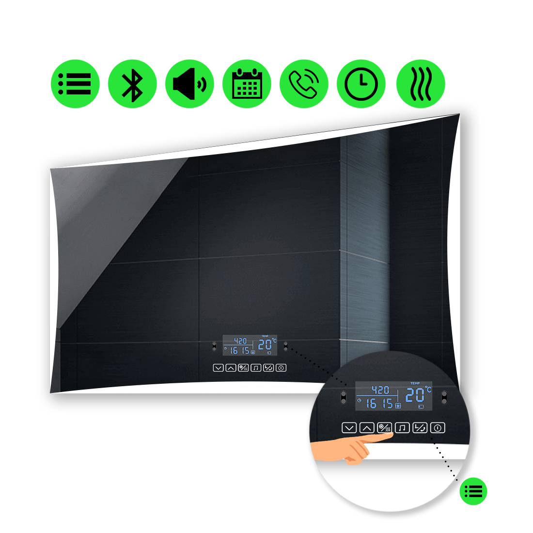 

Зеркало Amado с Led-подсветкой, с мультиблоком и подогревом 110x70 см